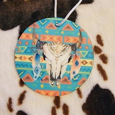 Aztec Bull Skull Unscented Hanging Car Air Freshener