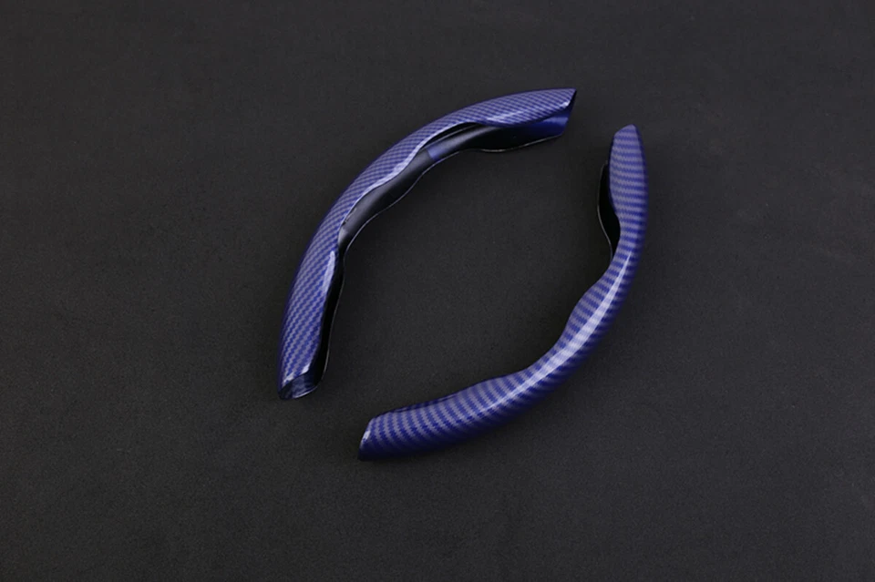 Cubierta elevadora volante interior coche 38cm accesorio aspecto fibra carbono azul Foto 2 de 4