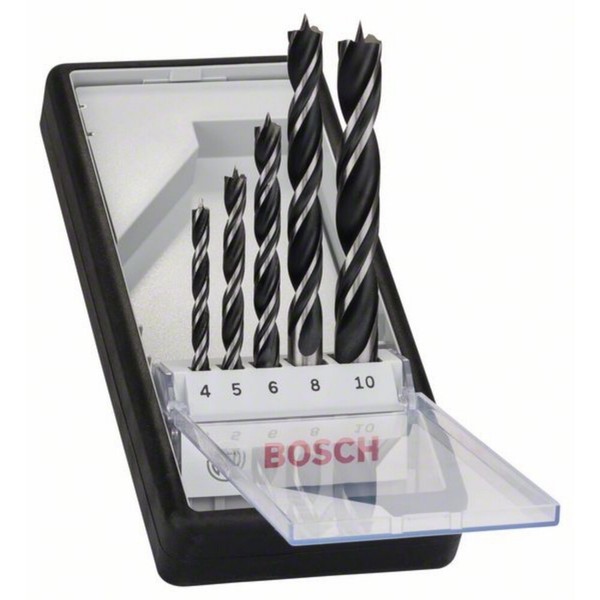 Bosch 2607010527 Robustline - Holzbohrer Set - Spiralbohrer-Set-5 Teilig-Schwarz-image