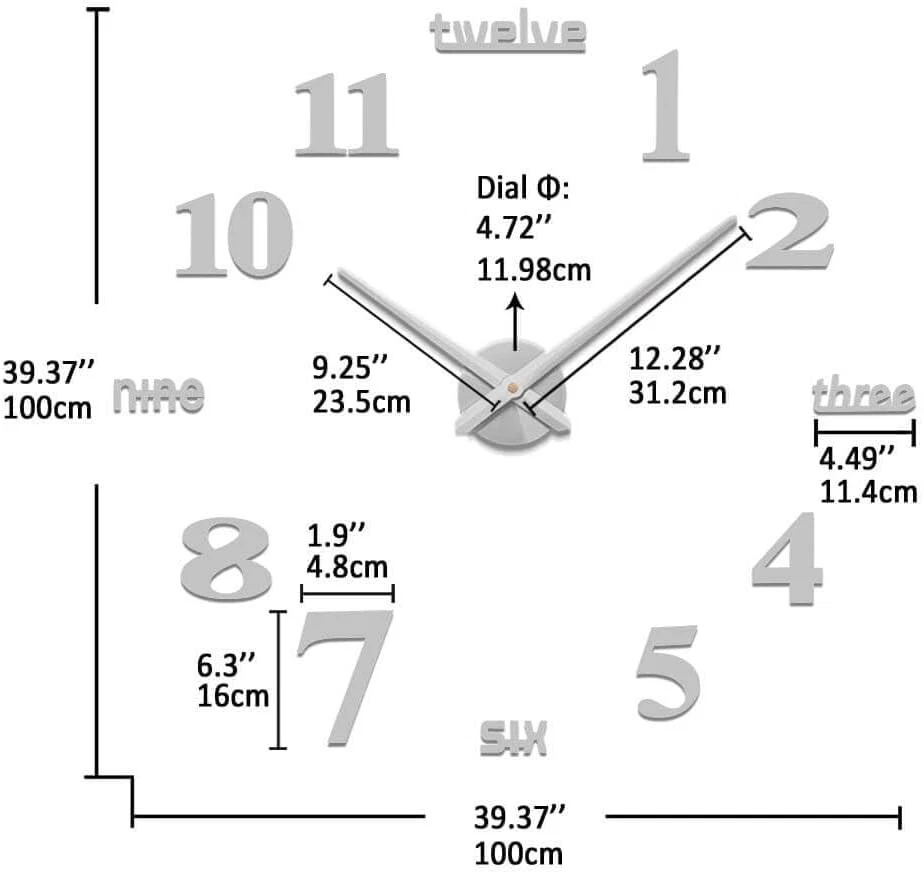 Reloj 3D Hágalo Usted Mismo Negro De Pared Decorativo Decoraciones Para El Hogar Salas La Casa Foto 3 de 4