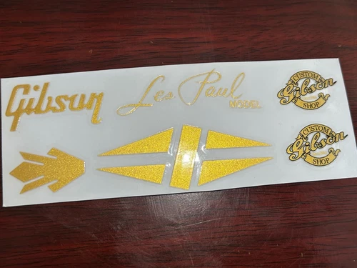 2pc Gibson Guitar Bass  Silkscreen RAISED Headstock Self-Adhesive Sticker gold