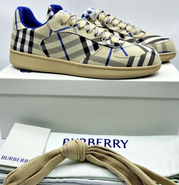 Burberry Check Terrace Sneakers Lichen Cotton Men's Sneakers