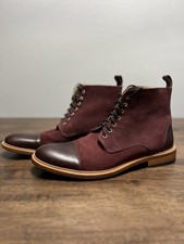 TAFT The Jack Burgandy Oxblood  Suede Leather Ankle Boot EU 45