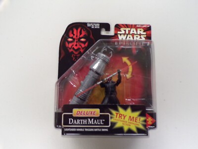 Star Wars E1 Deluxe Darth Maul With Lightsaber 1998 NIB Hasbro