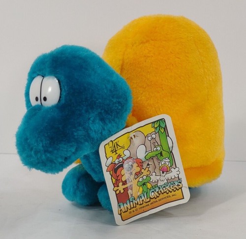 Vintage 24K Animal Crackers teal yellow 8 inch turtle plush stuffed animal 1994