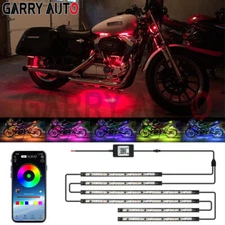 6pcs Music and APP control RGB Motorcycle LED Light Accent Glow Neon Strip Kit