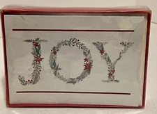 Christmas Cards 16 "Joy" Poinsettia Red Silver Glitter NEW