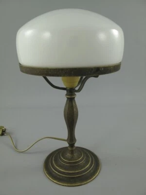 MARKENLOS Tischlampe Pilz Lampe Jugendstil Antik Bankerlampe Schreibtischlampe Messing
