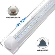 25Pack 72W 8Ft Led Shop Light T8 Integrated 8' Garage Ceiling Tube Fixture 6500K