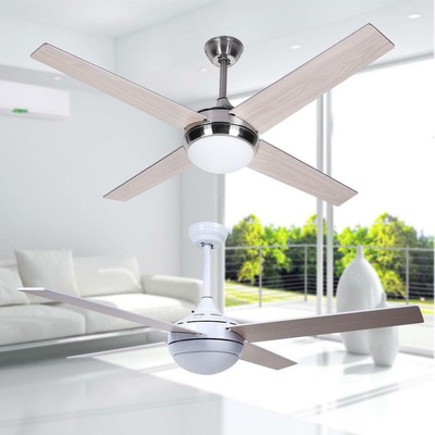 52 4 Blade Wood Ceiling Fan Light With Remote For Indoor Bedroom