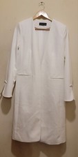 Halston Women Collarless Open Front Blazer Jacket Cream Sz Small  Sz 4,/6 
