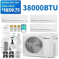 38000 BTU 3 Zone AC Ductless Mini Split Air Conditioner &Heat Pump (12K+12k+18k)