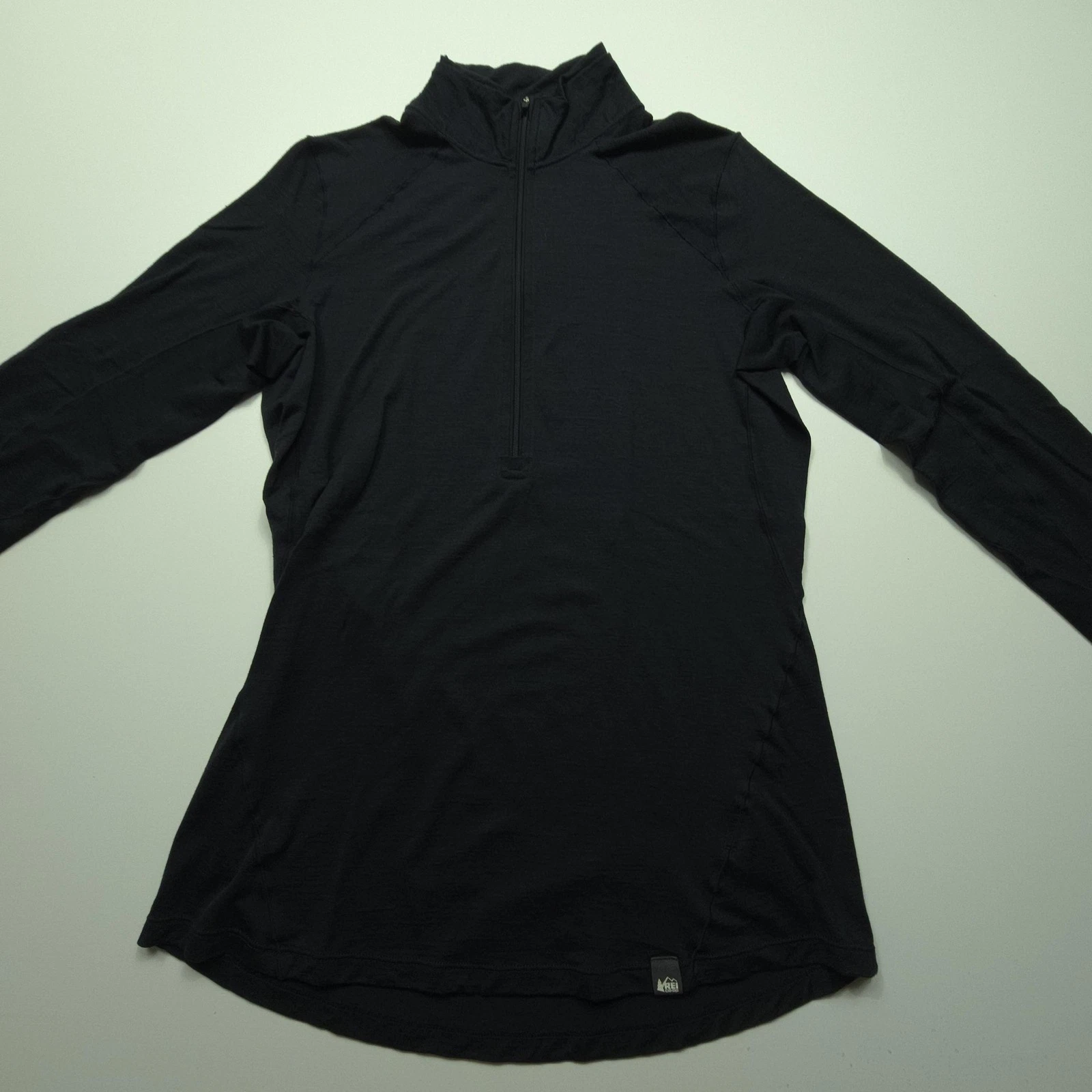 REI Co-op Womens Shirt Small Black Merino Wool 1/4 Zip Long Sleeve Base Layer S