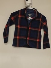OshKosh B'gosh Boys Plaid Colorful Fleece Jacket Size 5/5A