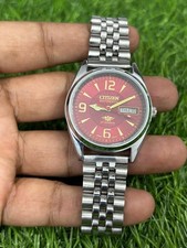 Vintage Citizen Automatic Transparent Back men Steel Day Date 21 Jewels Japanese