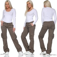 Damen Cargo Hose Oliv Hüfthose Tief sitzend ...