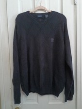 MEN'S IZOD SIZE L HEAVY 100 COTTON DARK BLUE LONG SLEEVE SWEATER B7