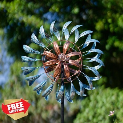 SUNNYGARDEN Metal Wind Spinner 70in Yard Decor 3D Garden Art