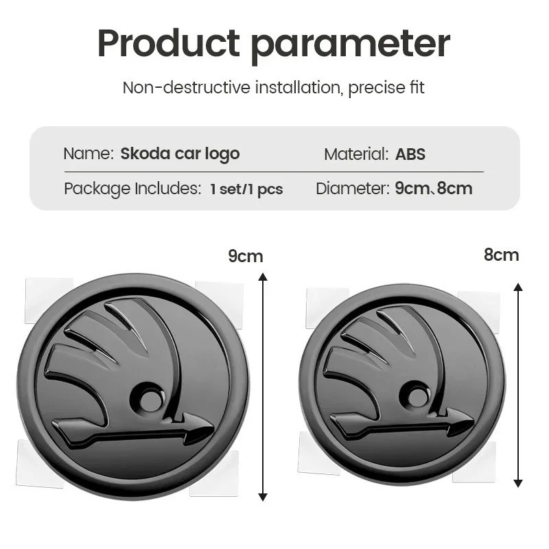 Pcs 80mm/90mm Skoda Emblem Badge for Fabia Octavia RS Superb Rapid Yeti - Image 4 of 4