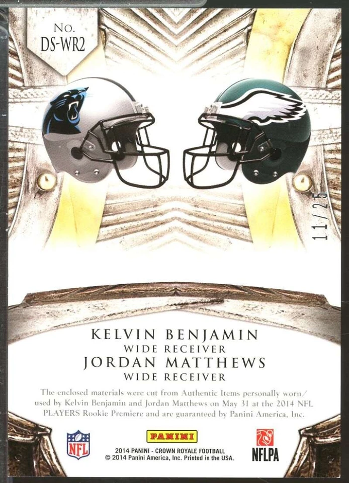 Matthews Kelvin Benjamin Rookie 2014 Crown Royale Silhouettes Jersey Prime #WR2  - Image 2 of 2