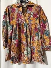 Kika Vargas for Target Colorful Anemone Floral Mini Shirt Dress Flowers SIZE XXS