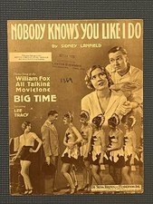 Nobody Knows You Like I Do sheet music,1929, from Big Time film, w/Lee Tracy
