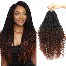 Senegalese Twist Crochet Hair with Curly Ends - 16 Inch Boho Island Twist Croche