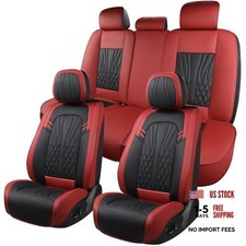 Leather Car Seat Covers,Car Seat Protector Waterproof,Seat Red 1/Full Set