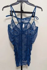 Fantasy Lingerie Women's Plus Teal Blue Lace Chemise Lingerie Size 3X/4X