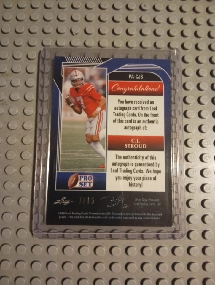 2022 pro set cj stroud Blue auto 7/15 1/1 - Image 2 of 3