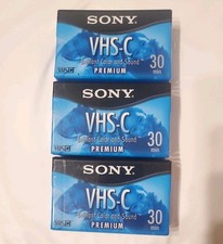 Sony VHS-C Premium Lot of 3 Pack Tapes SP 30 Minute TC-30VHG, New Sealed