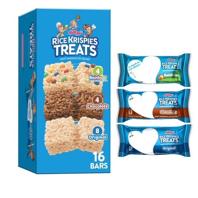 Rice Krispies Treats Crispy Marshmallow Squares, Kids Snacks, Cereal 16 Bars 