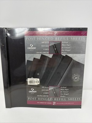 Canson 12X12 Black PHOTO SHEETS Post Lined Scrapbook Album Refill
