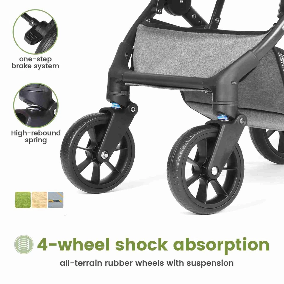Folding Buggy Pushchair Lightweight - With Suspension & Reclining Function - Image 3 of 4