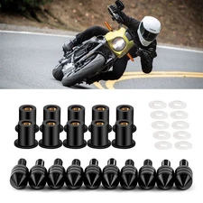 10x Black Windscreen Windshield Motorcycle Spike Bols 5MM screen Wind Bolt Screw