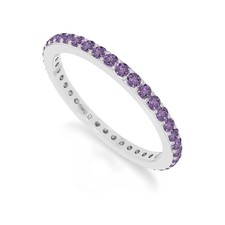 925 Sterling Silver Round 1.5 Ctw Amethyst Gemstone Eternity Women Wedding Ring