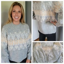 Women's Gap Forever Cozy Ribbed Crewneck Grey Sweater Size Medium
