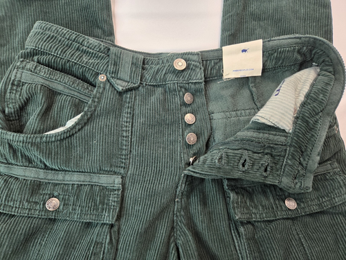 Free People London Calling Green Corduroy Motot Cargo Pants Womens 26 29x26 NEW - Picture 5 of 7