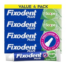Fixodent Plus Scope Secure Denture Adhesive 2 Ounce (Pack of 4), blue & green 
