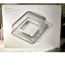 Williams Sonoma Thermo Clad Stainless Steel 4 Piece Baking Set Sheet Pan Rack