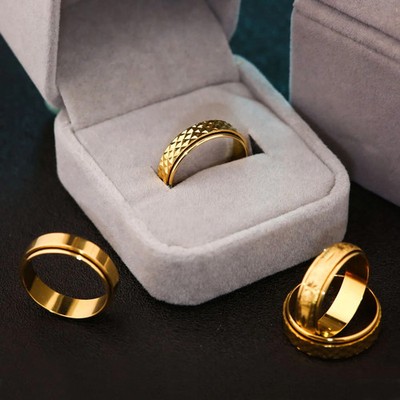 925 Silver Ring With Gold Circular Texture And Zircon Inlay Narrow Face Elegant