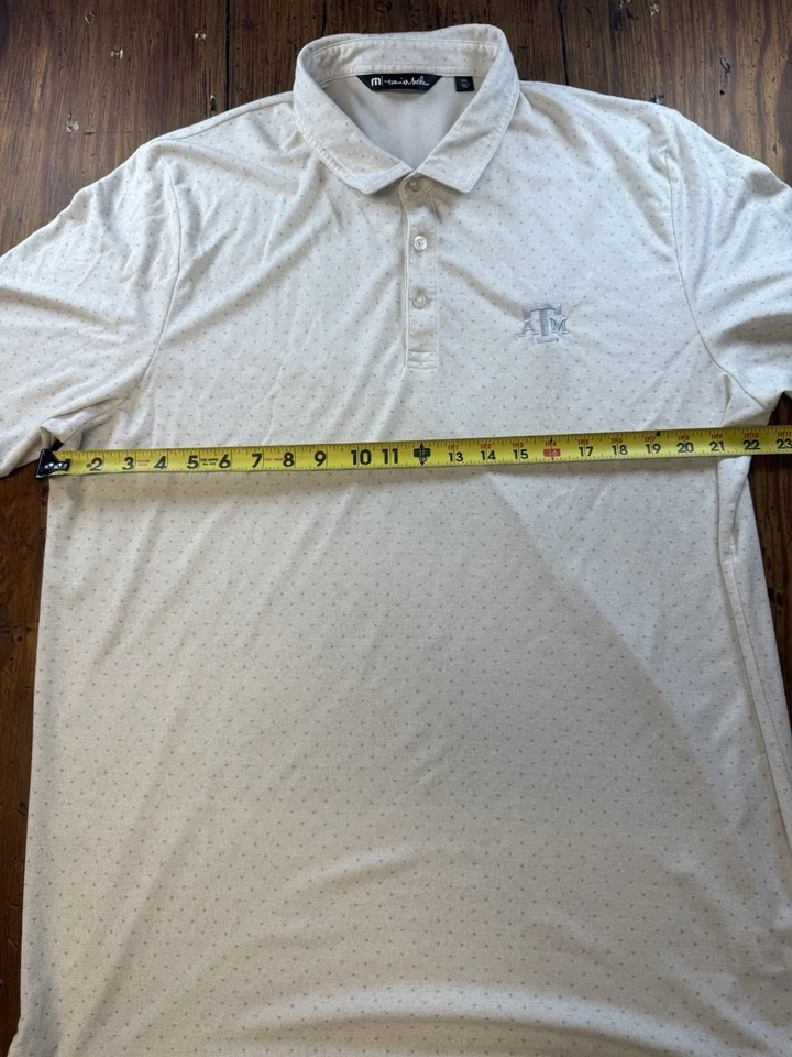 Polo Travis Mathew Texas A&M Aggies tamanho 2XL bege pima/mistura poli desempenho - Imagem 4 de 4