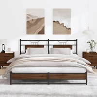 Metallbett 183X213 Cm Ohne Matratze Eichen-Optik Braun