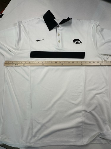 Nike Dry fit Polo Men’s Sz Large White With Iowa Hawkeyes Logo - Picture 12 of 14