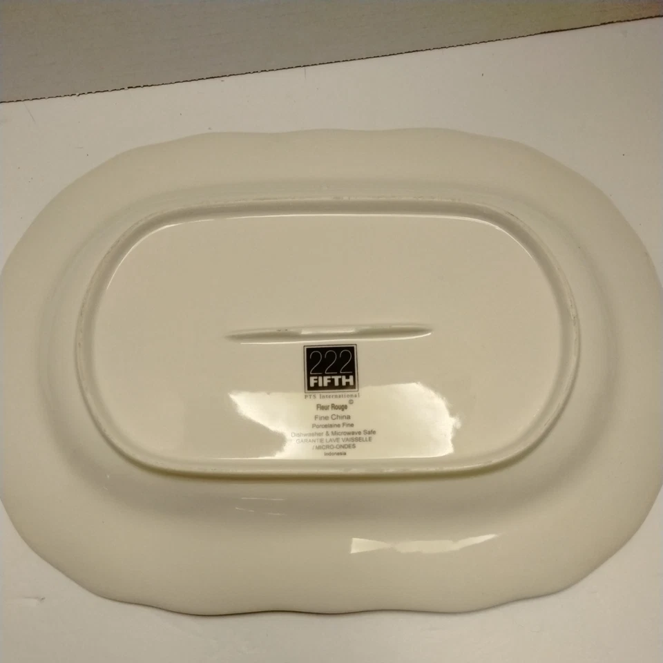 222 FIFTH Fleur Rouge 14" Oval Serving Platter 14" x 10" - Image 3 of 4