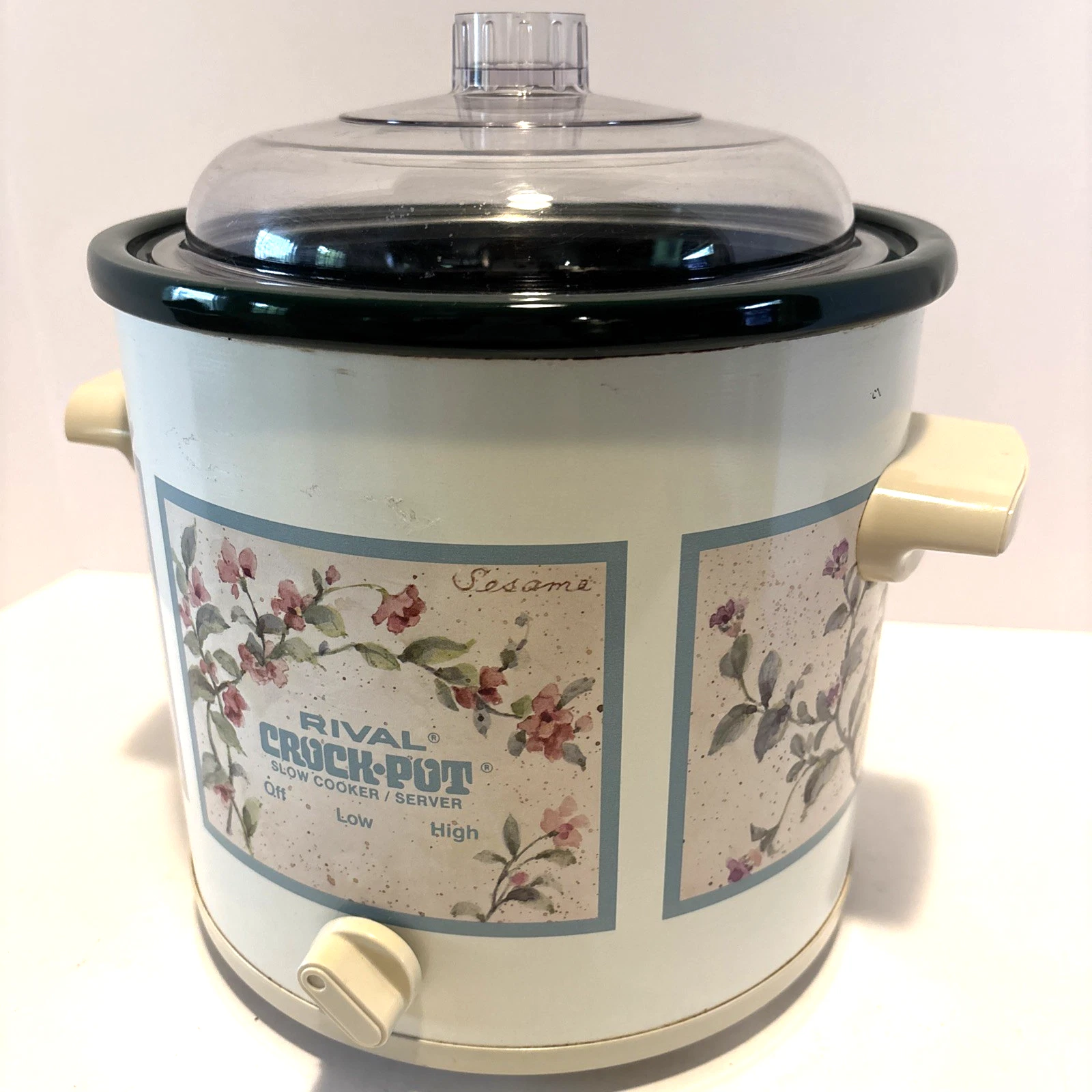 Vintage Rival Crock Pot 3.5 Qt Sesame Floral Cottagecore Slow Cooker Tested EUC