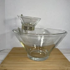 Vintage Anchor Hocking Chip and Dip Set Clear Glass 3 Piece MCM 2 Bowls 1 Hanger