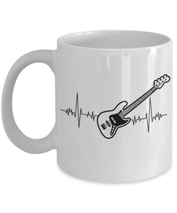 Bass Guitar Heartbeat Music Coffee Mug