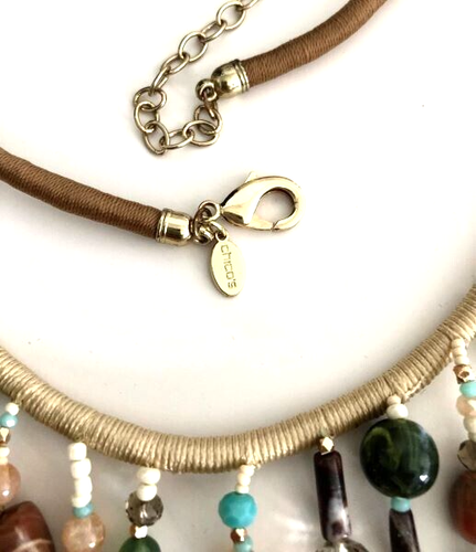 Collar llamativo colgante vintage de CHICO'S con piedras preciosas colgantes 34" de largo - Imagen 8 de 8