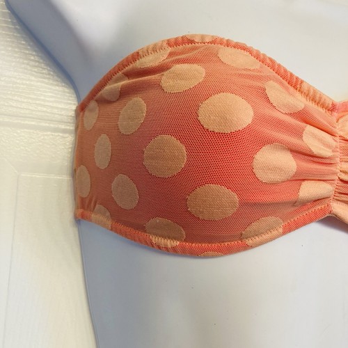 Victoria Secret Strapless Lace Bandeau Polka Dot Bralette Bra Size Small Orange - Picture 2 of 9